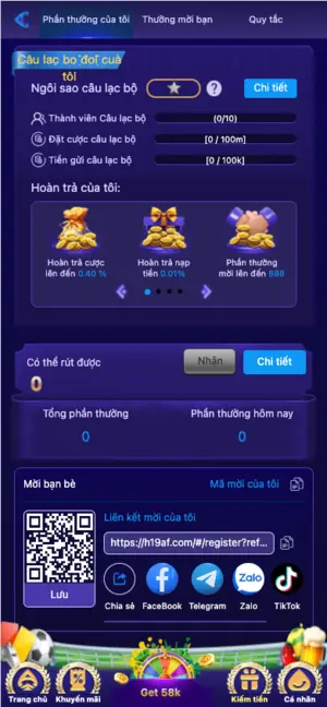 Câu lạc bộ VIP và hoàn trả tại VN-F98